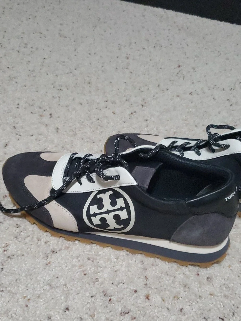 Tory Burch Women's Black, Gray and Cream Colorblock Tennis Shoes